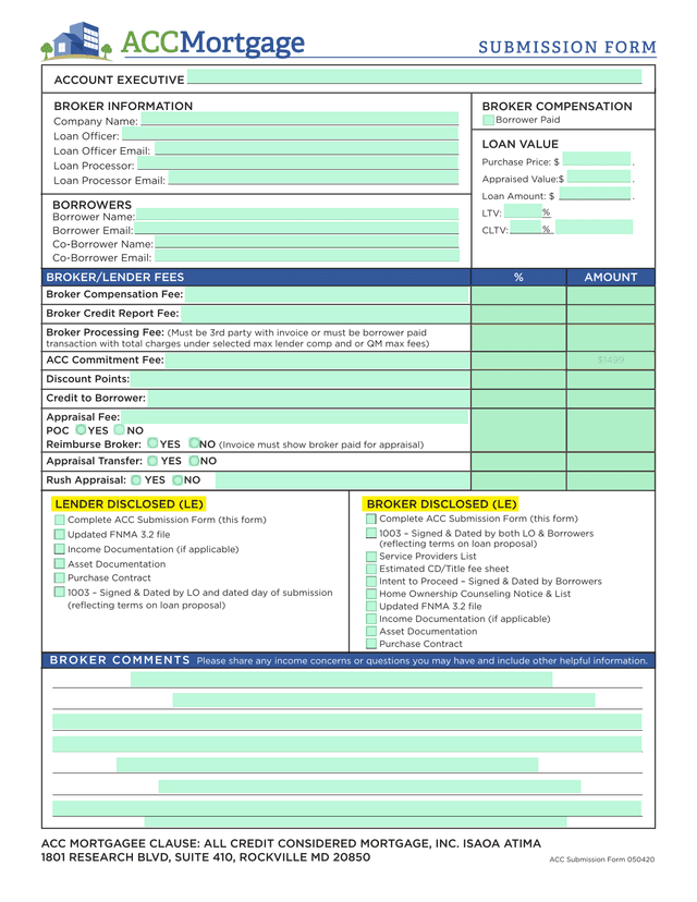 ACC Submission Form screenshot