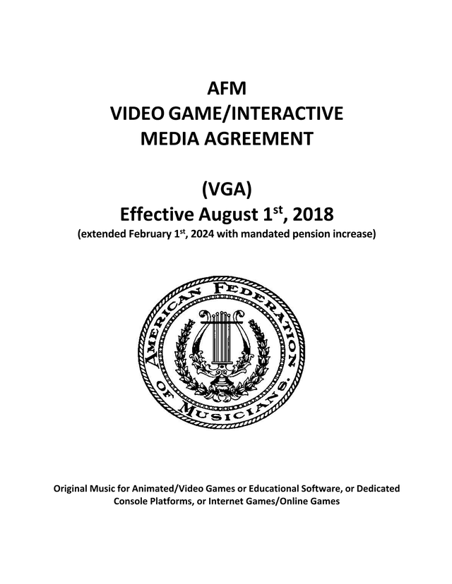 AFM VIDEO GAMEINTERACTIVE MEDIA AGREEMENT (VGA) screenshot