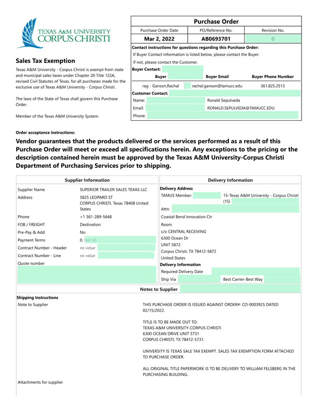 Purchase Order screenshot
