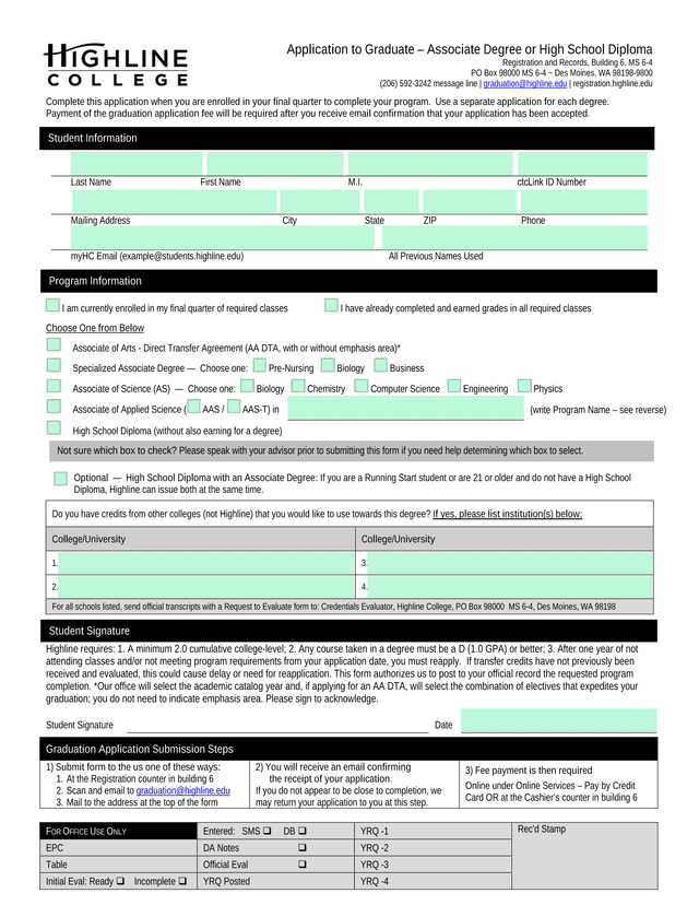 Application To Graduate  Associate Degree Or High School Diploma screenshot