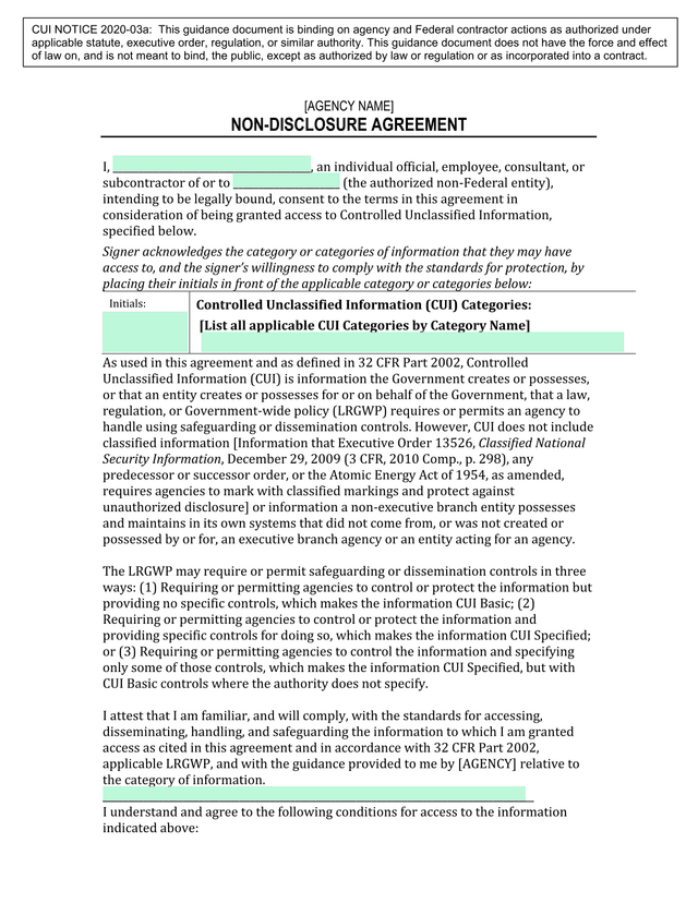 Non Disclosure Agreement screenshot
