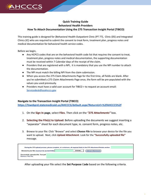 Quick Training Guide Behavioral Health Providers screenshot