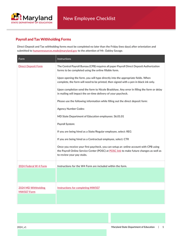 New Employee Checklist screenshot