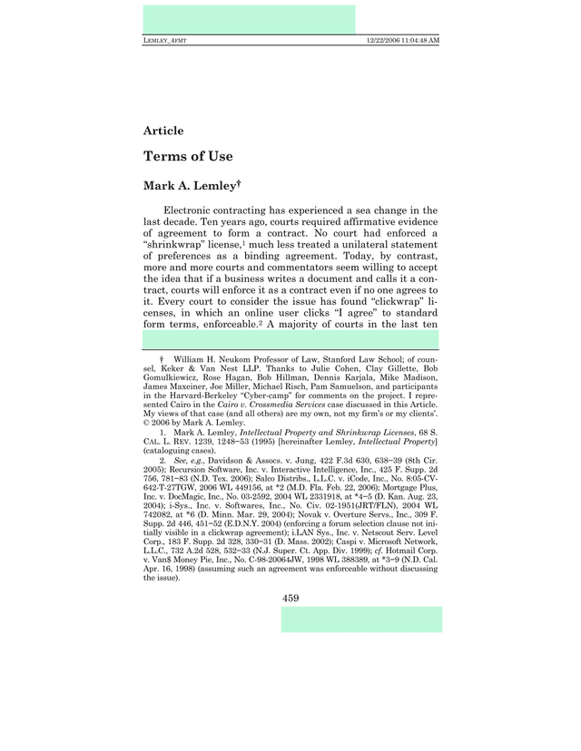Terms Of Use screenshot
