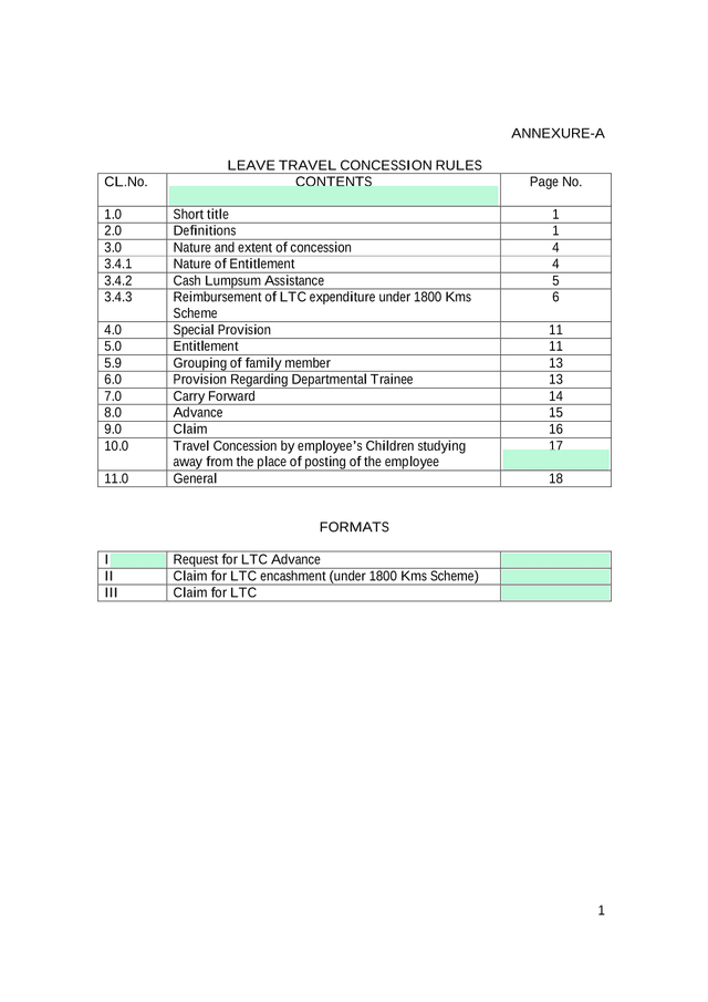 Leave Travel Concession Rules screenshot