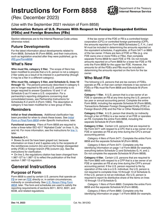 Form 8858 Instructions screenshot