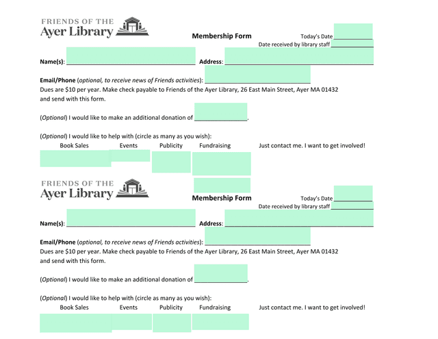 Membership Form screenshot