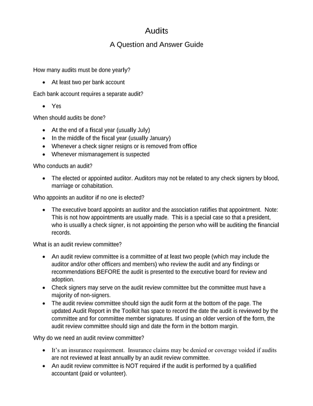 Audits A Question And Answer Guide screenshot