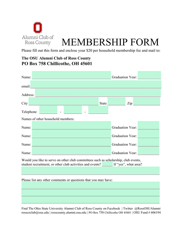 MEMBERSHIP FORM screenshot
