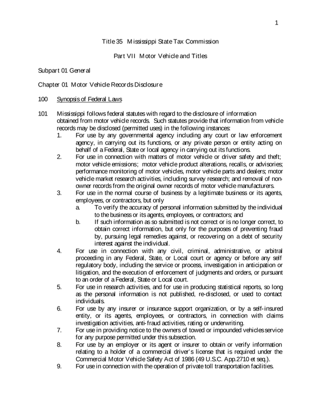 Motor Vehicle Records Disclosure screenshot
