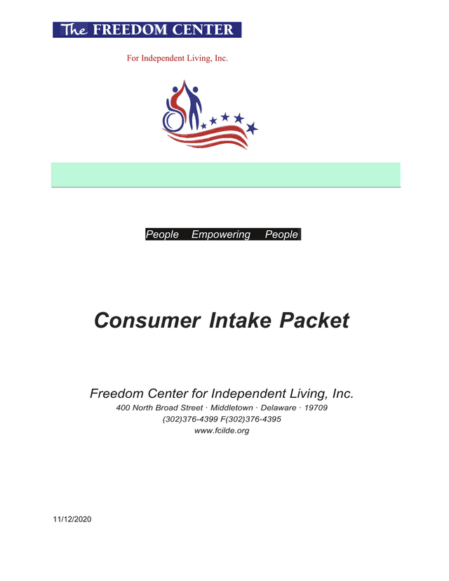 Consumer Intake Packet screenshot