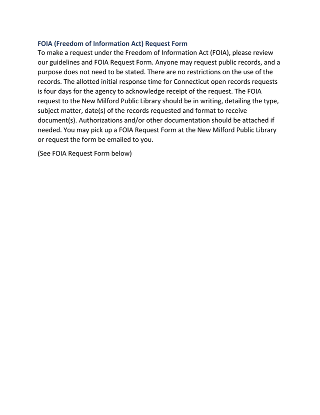 FOIA (Freedom Of Information Act) Request Form screenshot