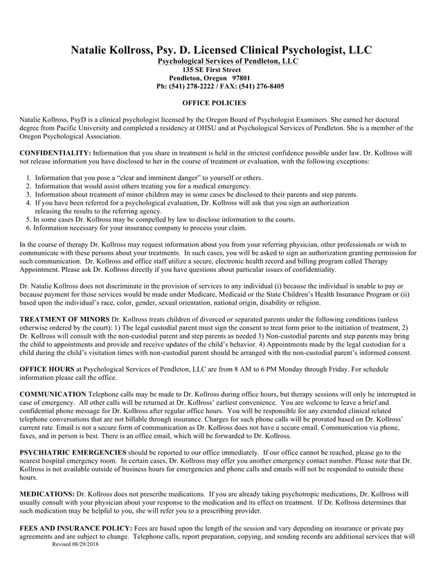 Office Policies screenshot