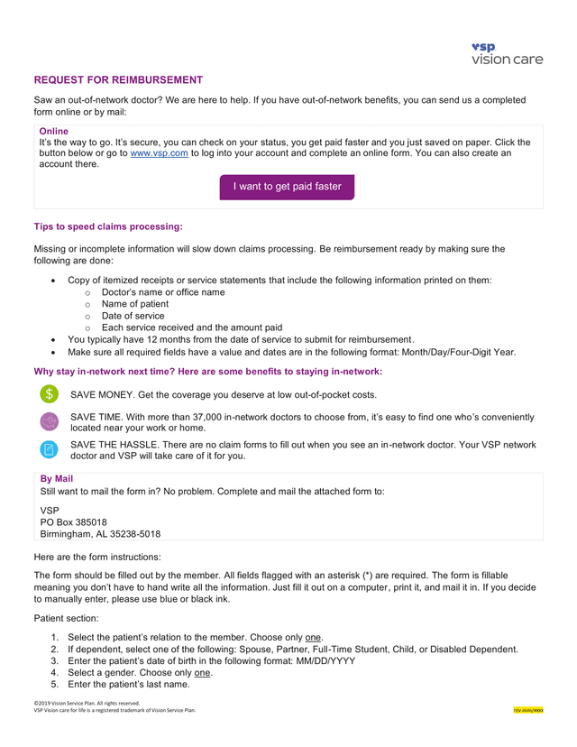 Request For Reimbursement screenshot