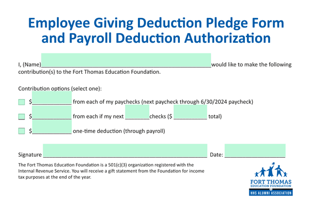 Employee Giving Deduction Pledge Form And Payroll Deduction Authorization screenshot