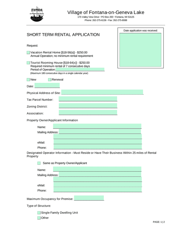 Short Term Rental Application screenshot