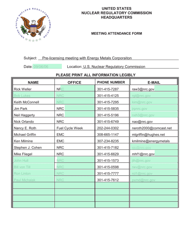 MEETING ATTENDANCE FORM screenshot