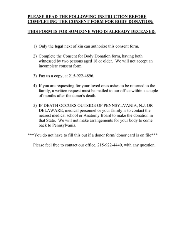 Consent For Total Body Donation screenshot