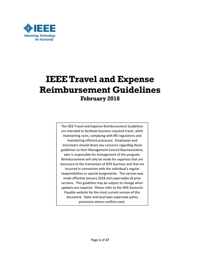 IEEE Travel And Expense Reimbursement Guidelines screenshot