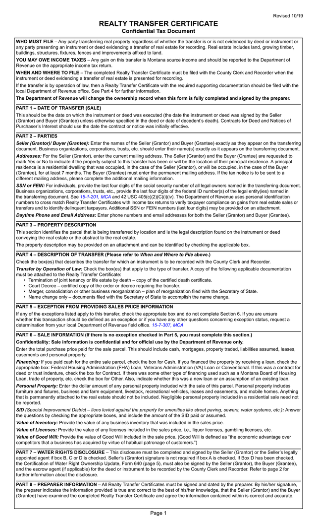 Realty Transfer Certificate screenshot