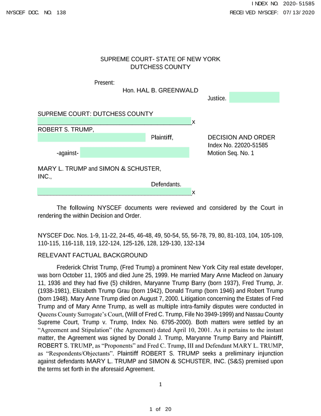 Decision And Order   Trump Family Legal Case screenshot