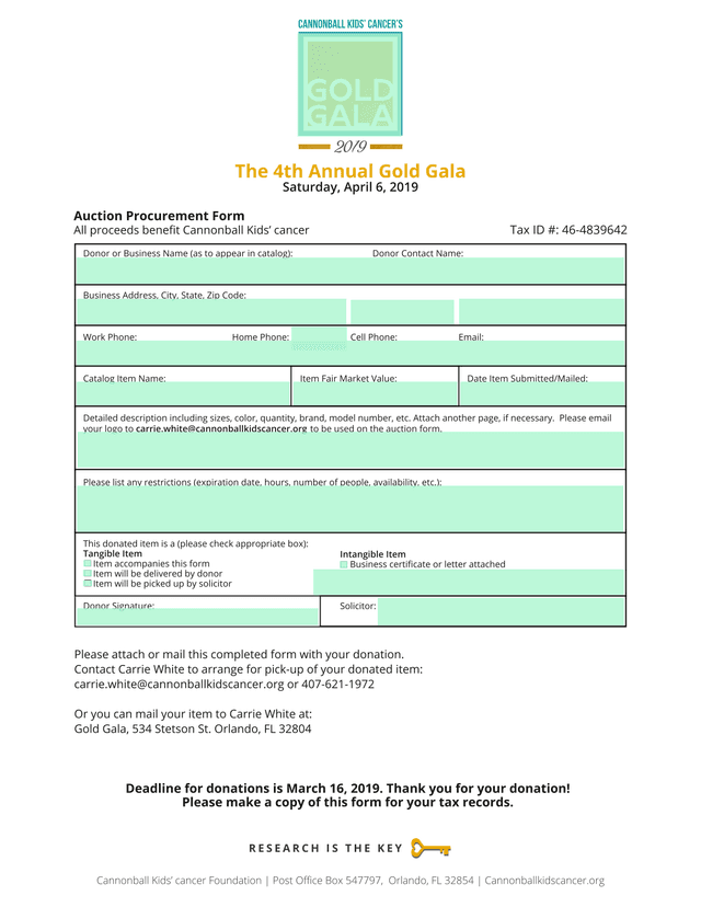 Auction Procurement Form screenshot