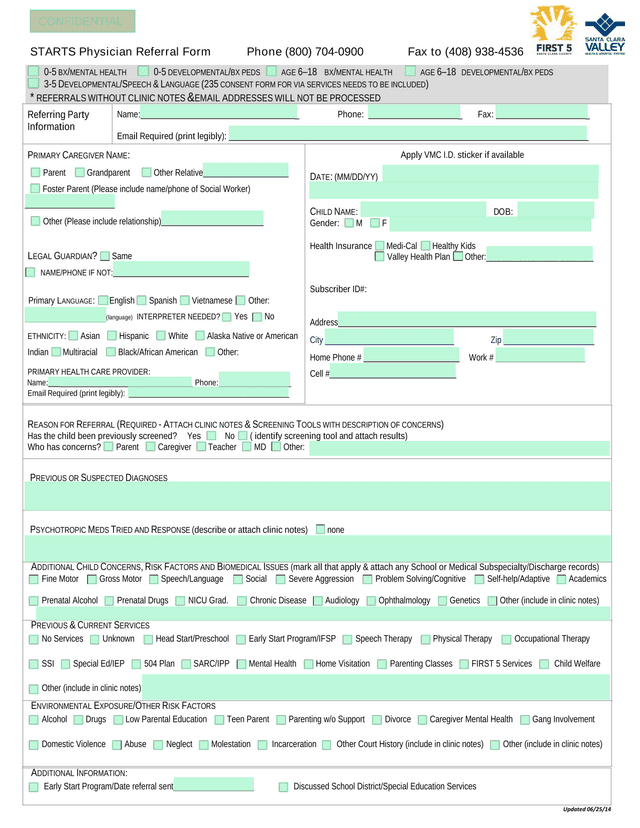 Physician Referral Form screenshot