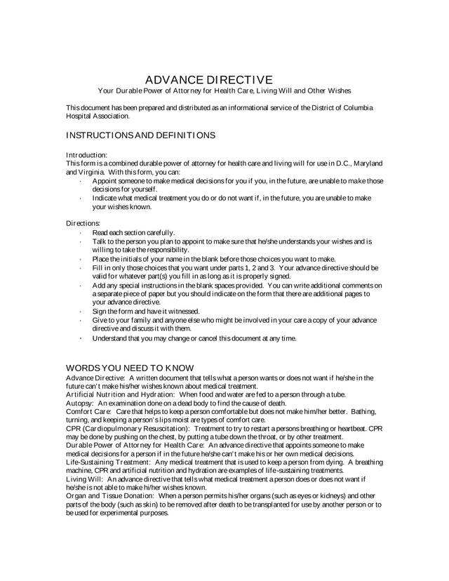 Advance Directive screenshot