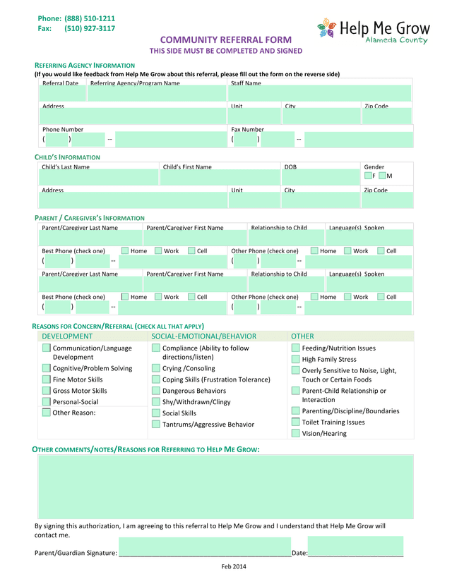 Community Referral Form screenshot