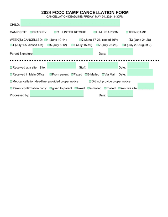 2024 FCCC Camp Cancellation Form screenshot