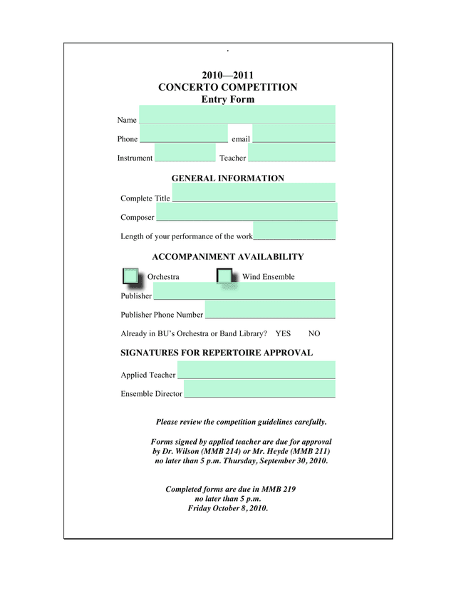 20102011 CONCERTO COMPETITION Entry Form screenshot