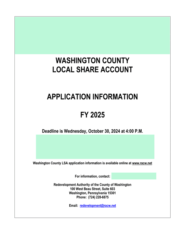 Washington County Local Share Account Application screenshot