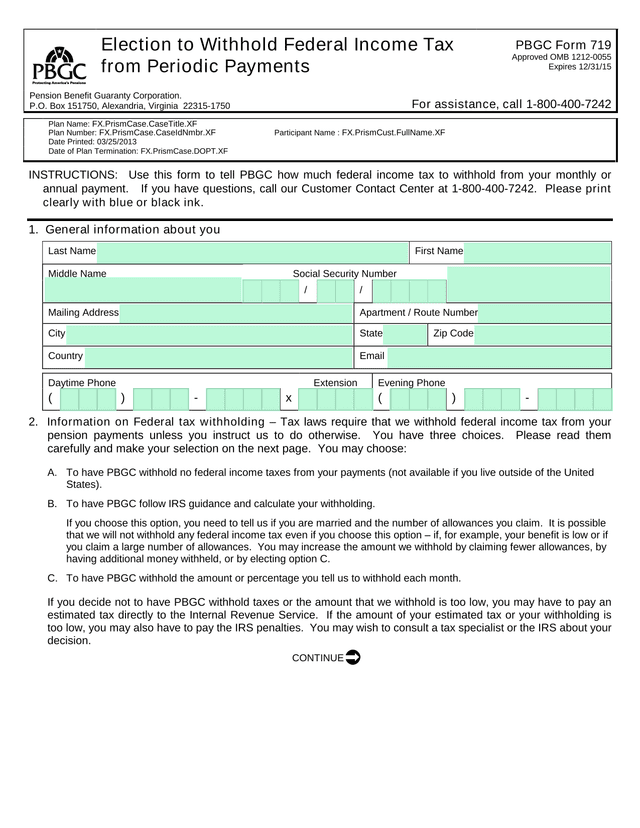 Election To Withhold Federal Income Tax From Periodic Payments screenshot