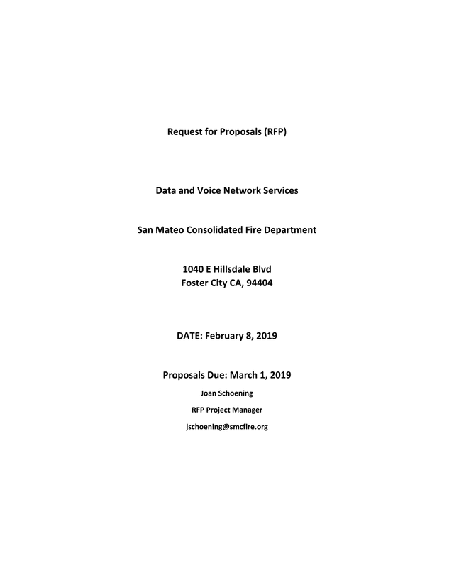 Request For Proposals (RFP) Data And Voice Network Services screenshot