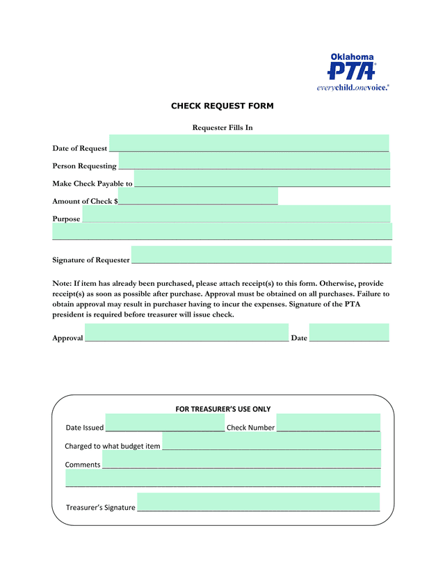 Check Request Form screenshot