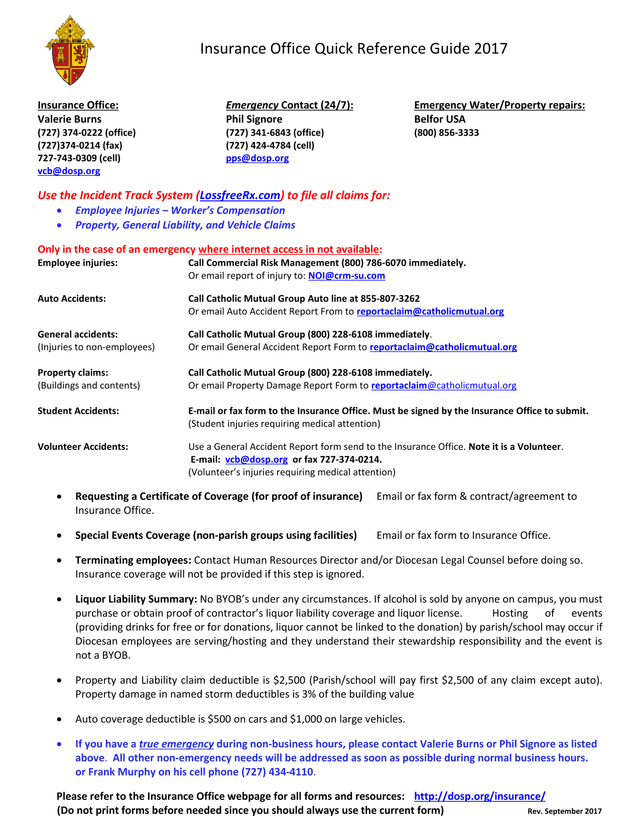 Insurance Office Quick Reference Guide 2017 screenshot