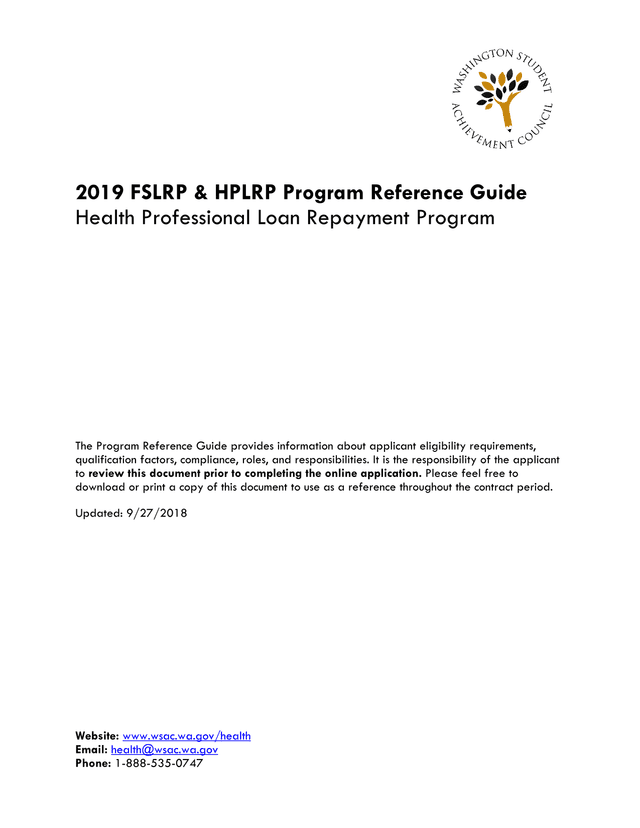 2019 FSLRP  HPLRP Program Reference Guide screenshot