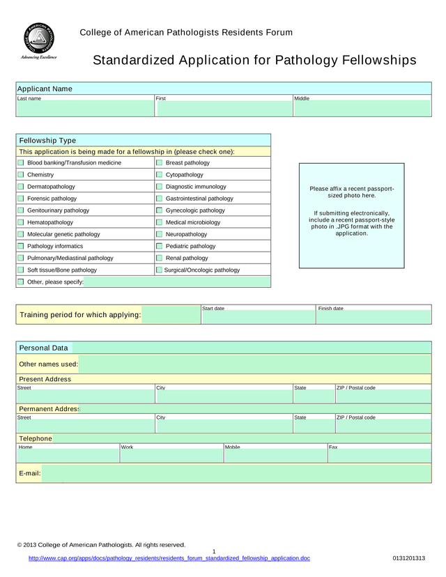 Standardized Application For Pathology Fellowships screenshot