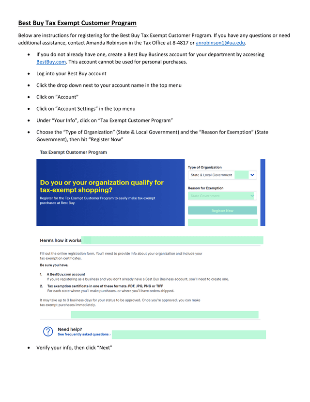 Best Buy Tax Exempt Customer Program screenshot