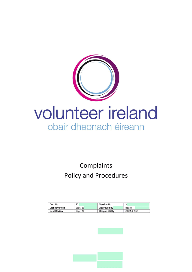Complaints Policy And Procedures screenshot