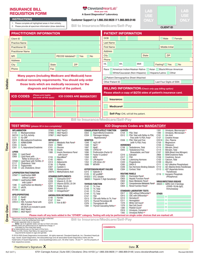 Insurance Bill Requisition Form screenshot