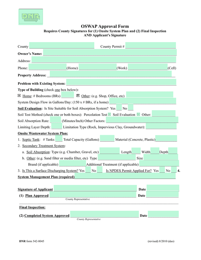OSWAP Approval Form screenshot
