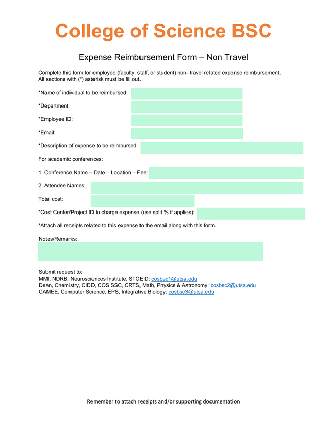 Expense Reimbursement Form  Non Travel screenshot