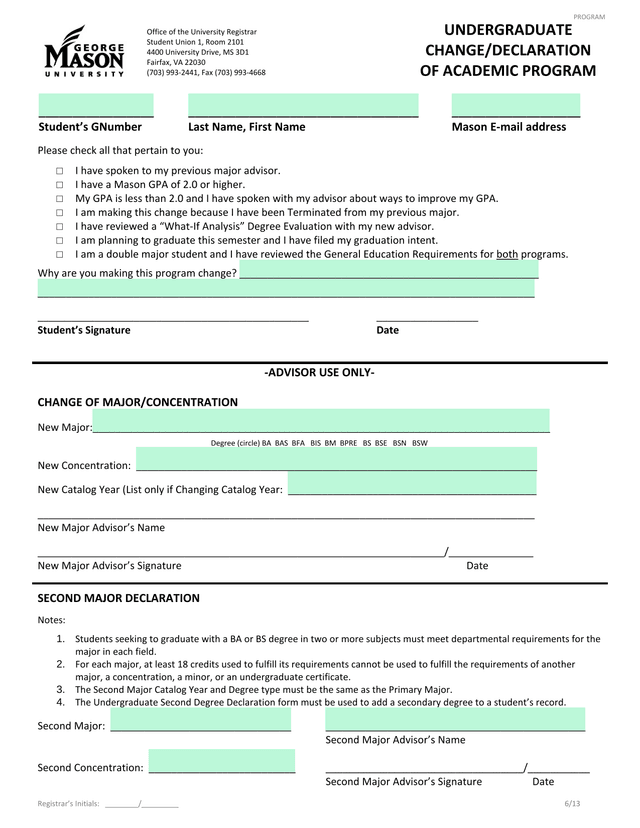 Undergraduate ChangeDeclaration Of Academic Program screenshot