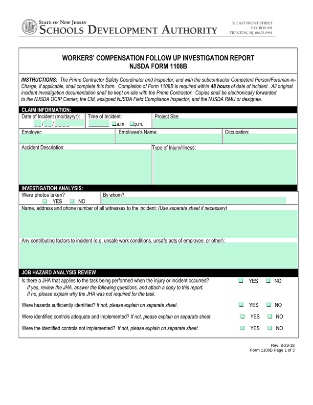 WORKERS COMPENSATION FOLLOW UP INVESTIGATION REPORT screenshot