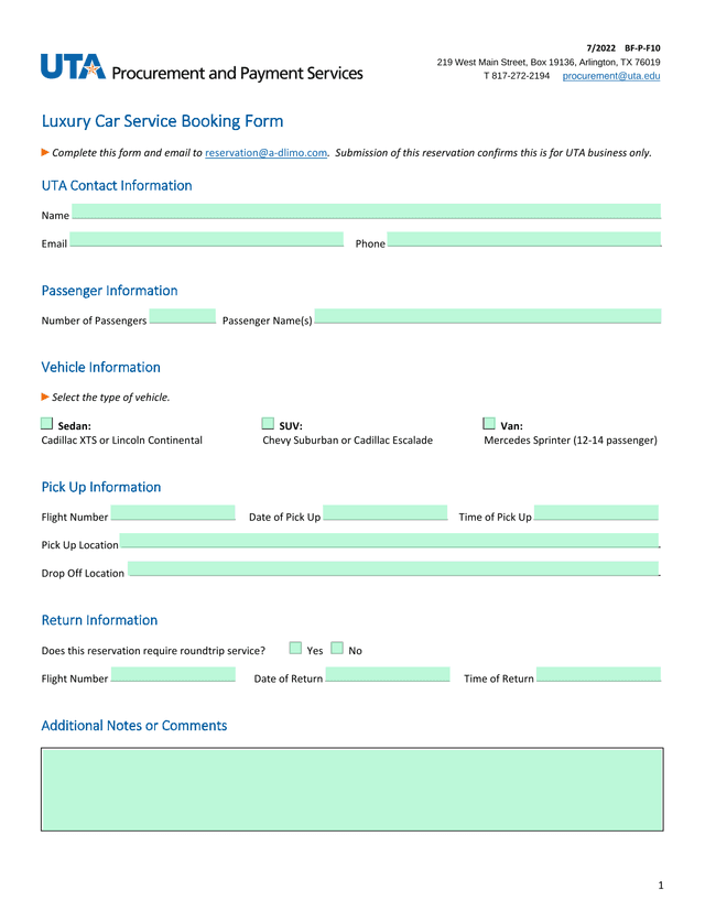Luxury Car Service Booking Form screenshot