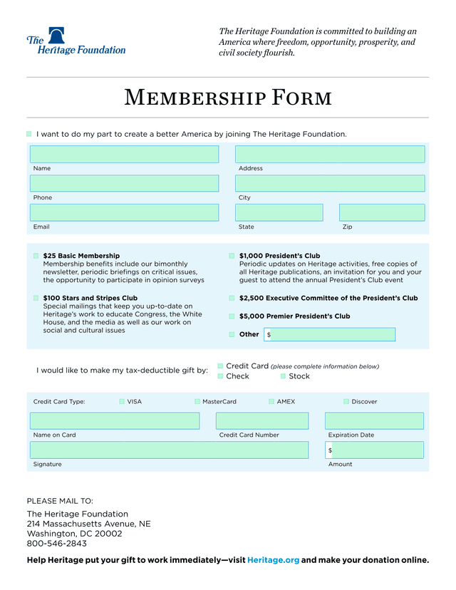 Membership Form screenshot