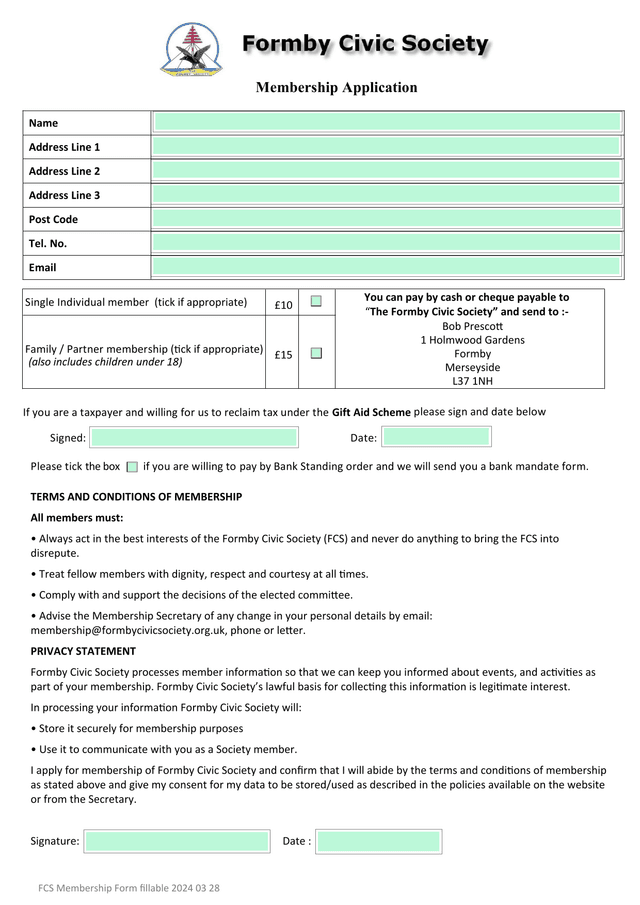 Membership Application screenshot