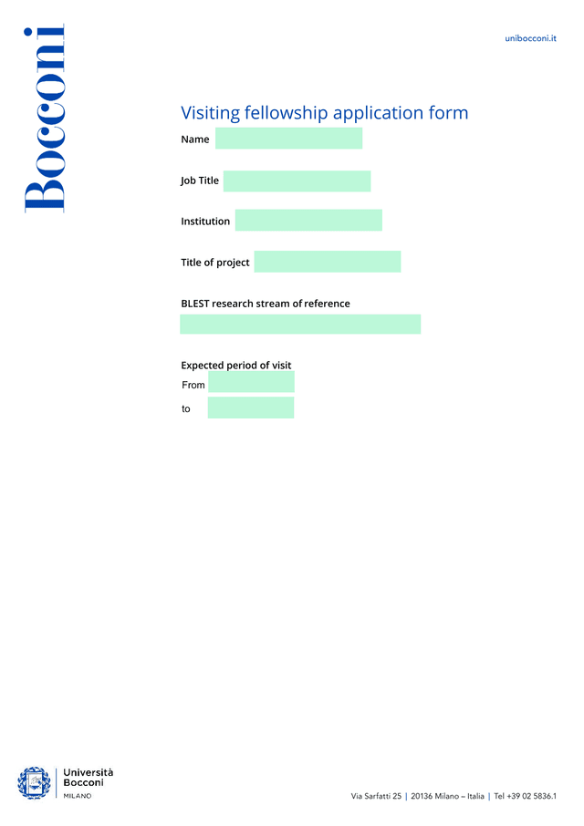 Visiting Fellowship Application Form screenshot