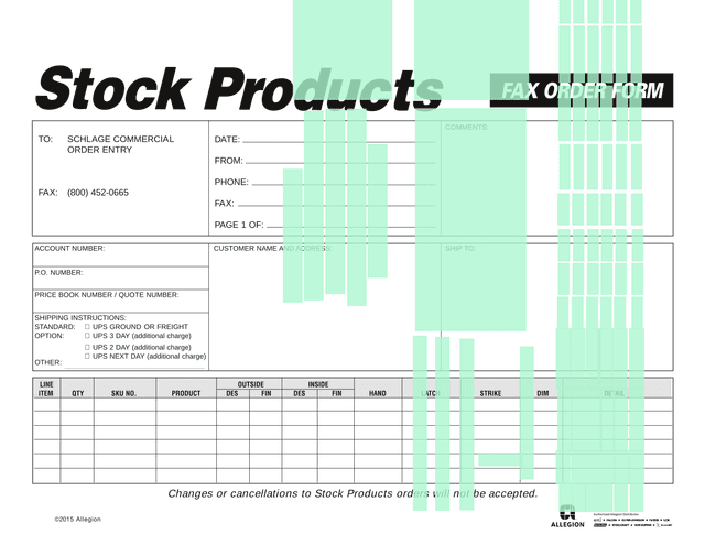 FAX ORDER FORM screenshot